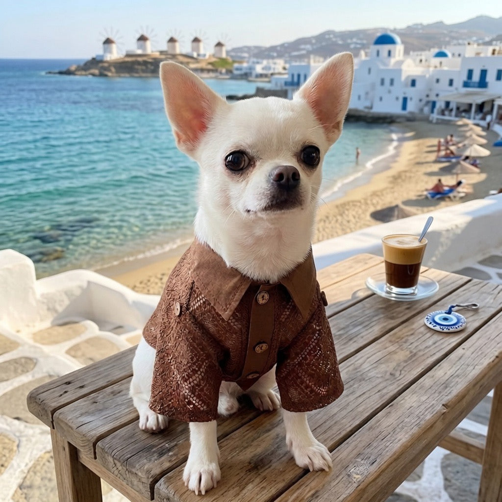 Mykonos Lace Tee Brown