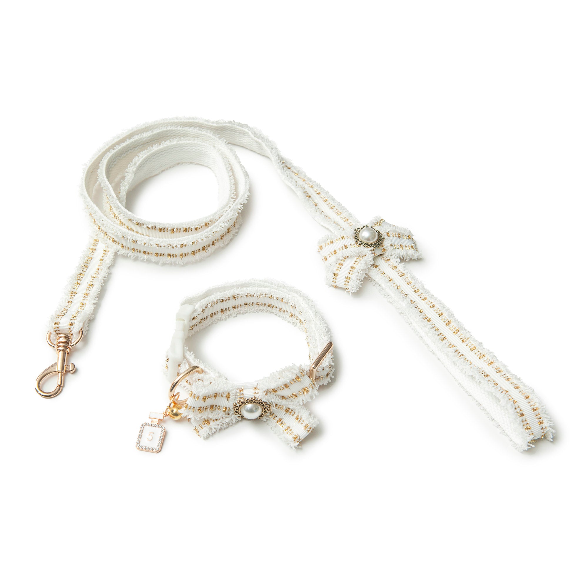 Coco Collar & Leash White