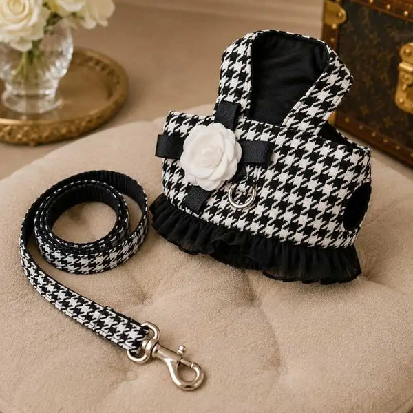 Houndstooth Harness Dress | Designer Dog Dress by Furbaby Couture