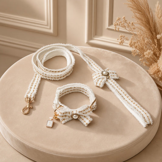 Coco Collar & Leash White