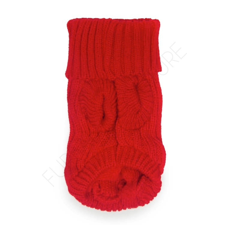 Classic Dog Cable Knit - Red