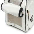 Load image into Gallery viewer, White pet carrier with mesh side on a white background
