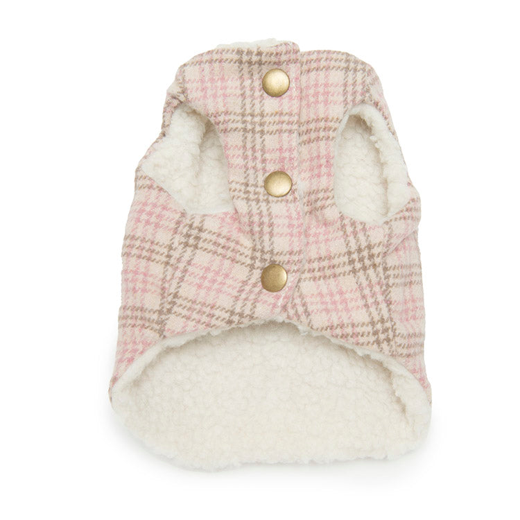 PINK FAUX FUR CHEWY VUITTON DOG COAT - Nicole and Baby Luxury Boutique